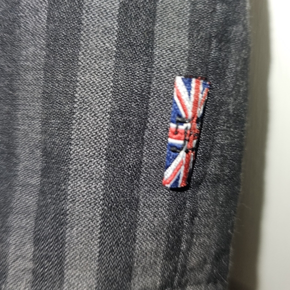 English Laundry Vest Men's Medium Black Gray Pinstriped Pockets Back Classic L - Picture 2 of 8